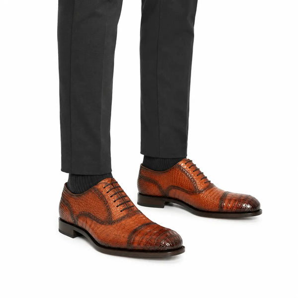 Zapatos Oxford de cuero de cocodrilo para hombre