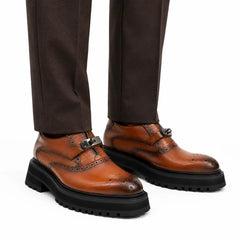 Cognac Croc-Trim Lug Loafer