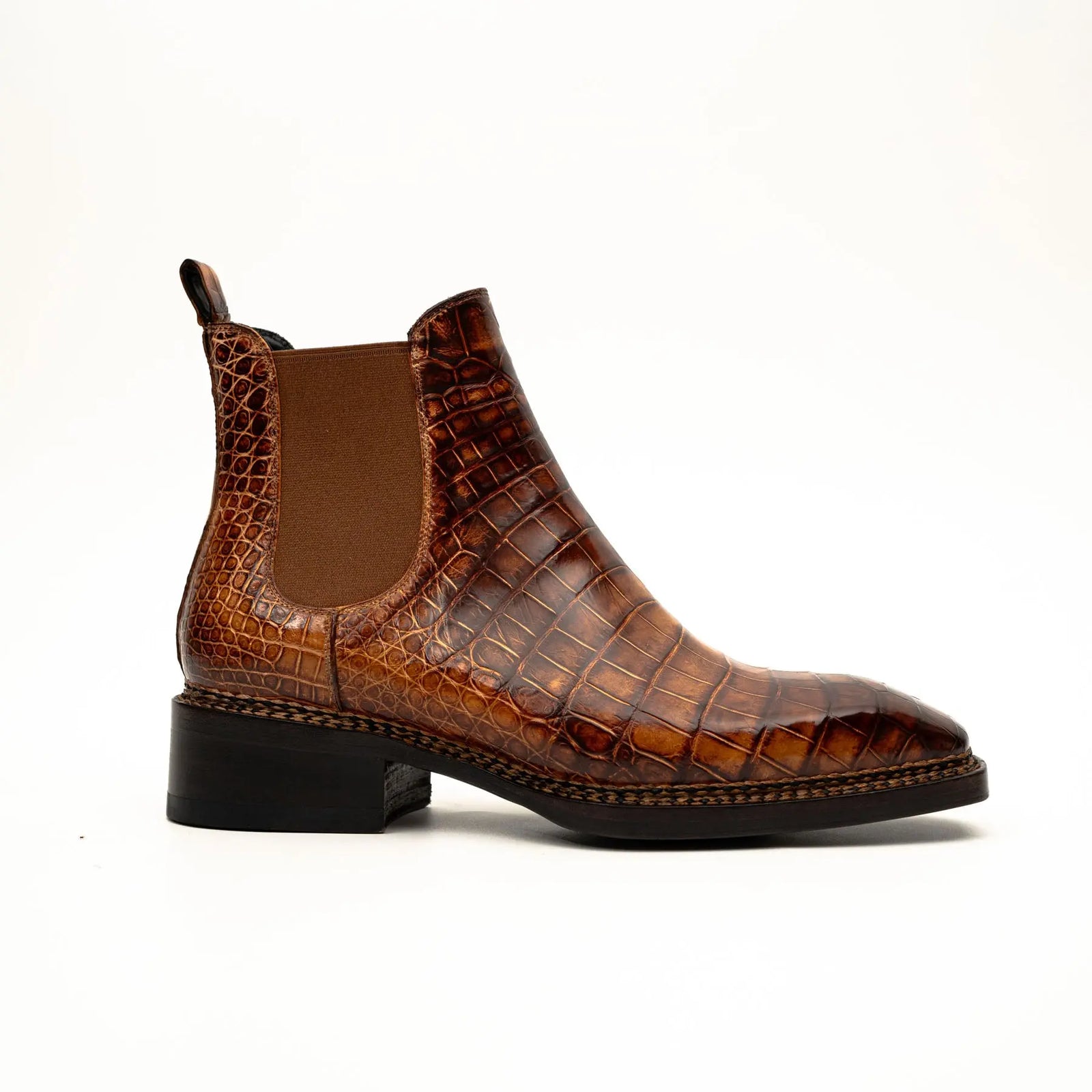 Cognac Crocodile Chelsea Boots DIVINCH