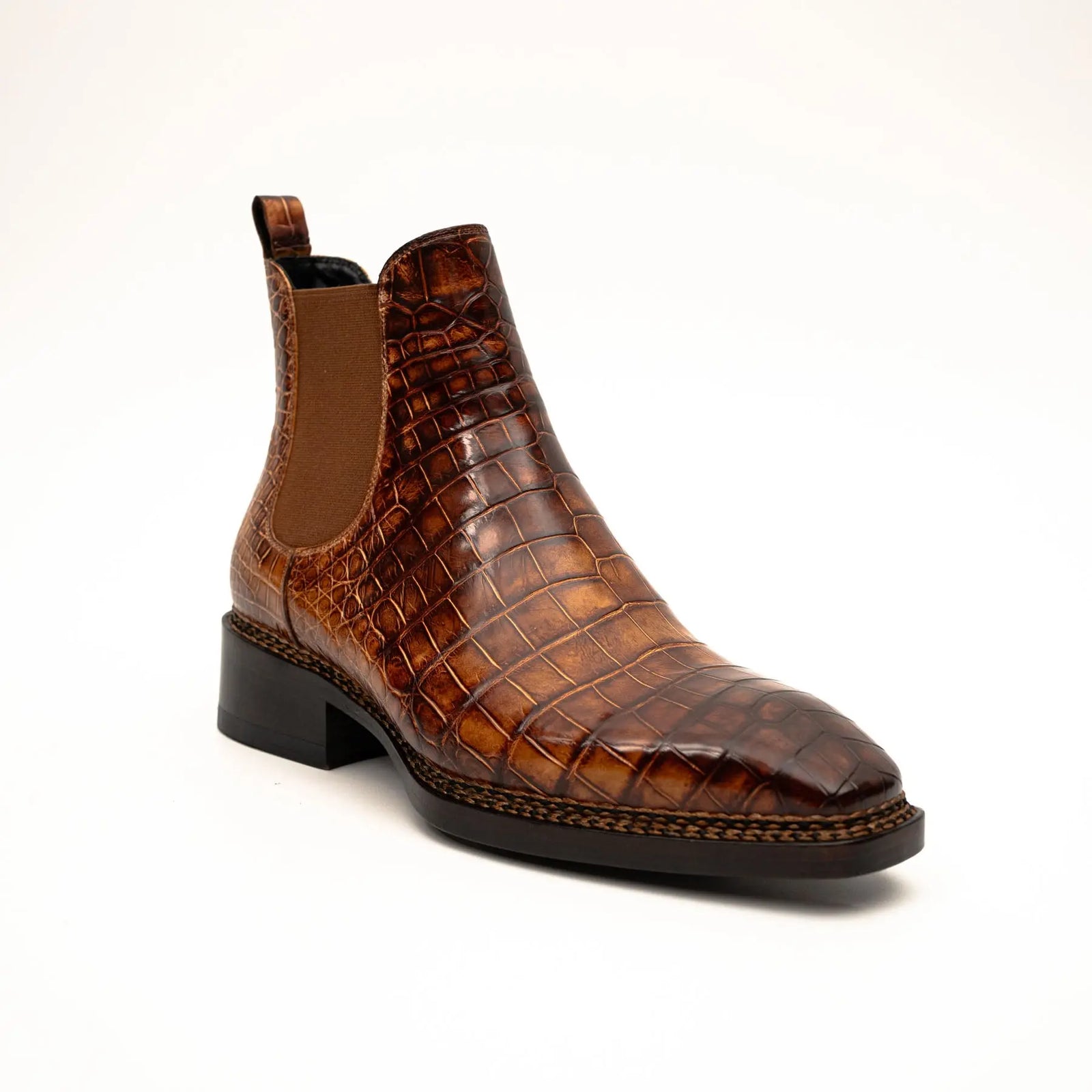 Cognac Crocodile Chelsea Boots DIVINCH