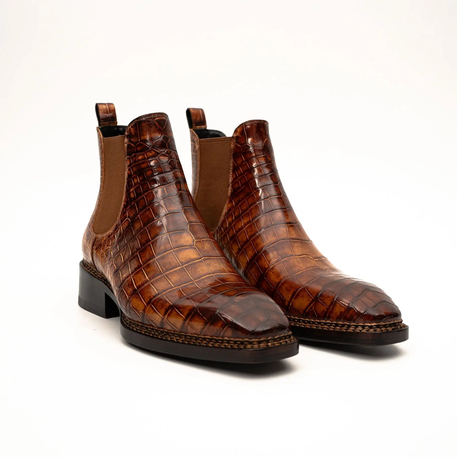 Cognac Crocodile Chelsea Boots DIVINCH