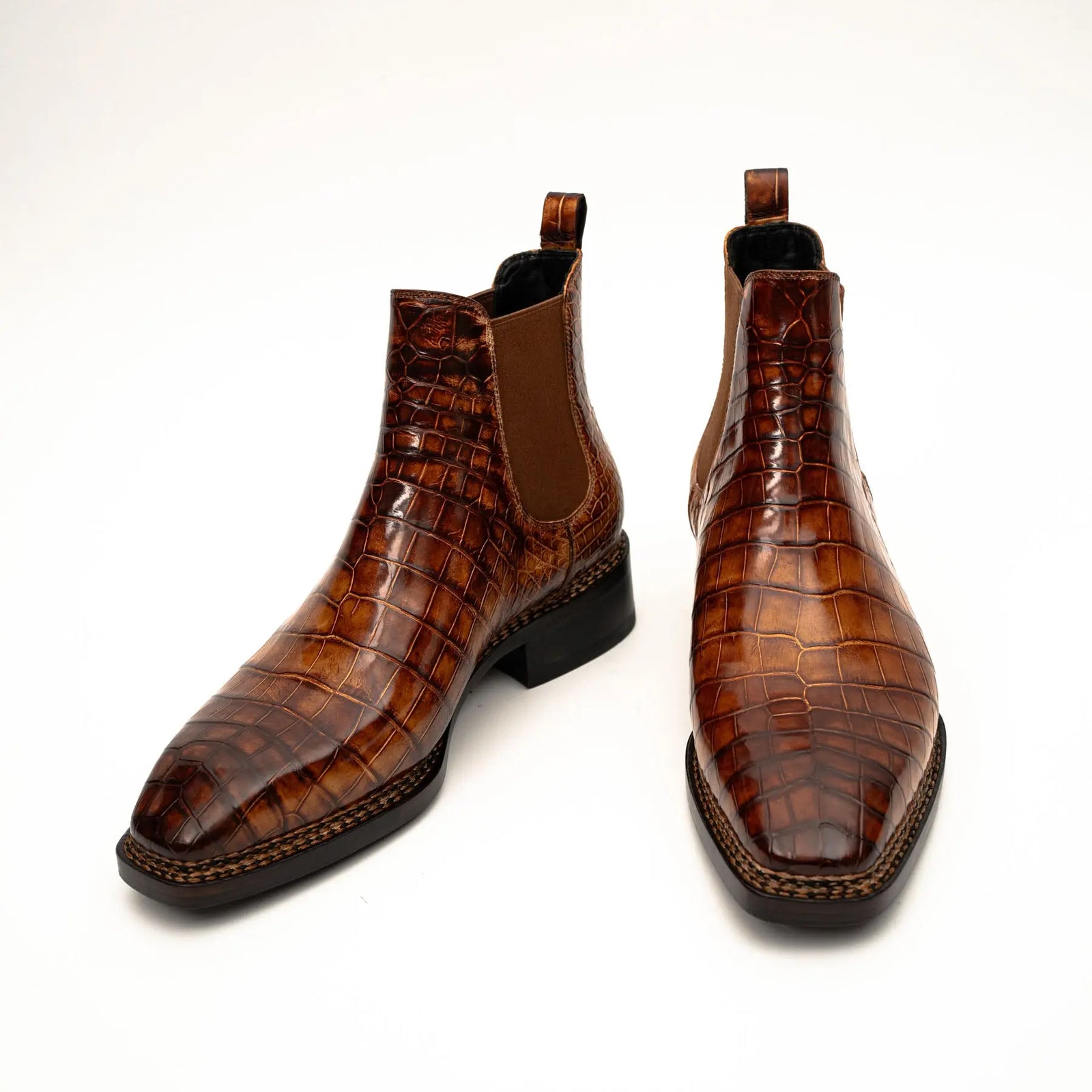 Cognac Crocodile Chelsea Boots DIVINCH