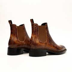 Cognac Crocodile Chelsea Boots DIVINCH