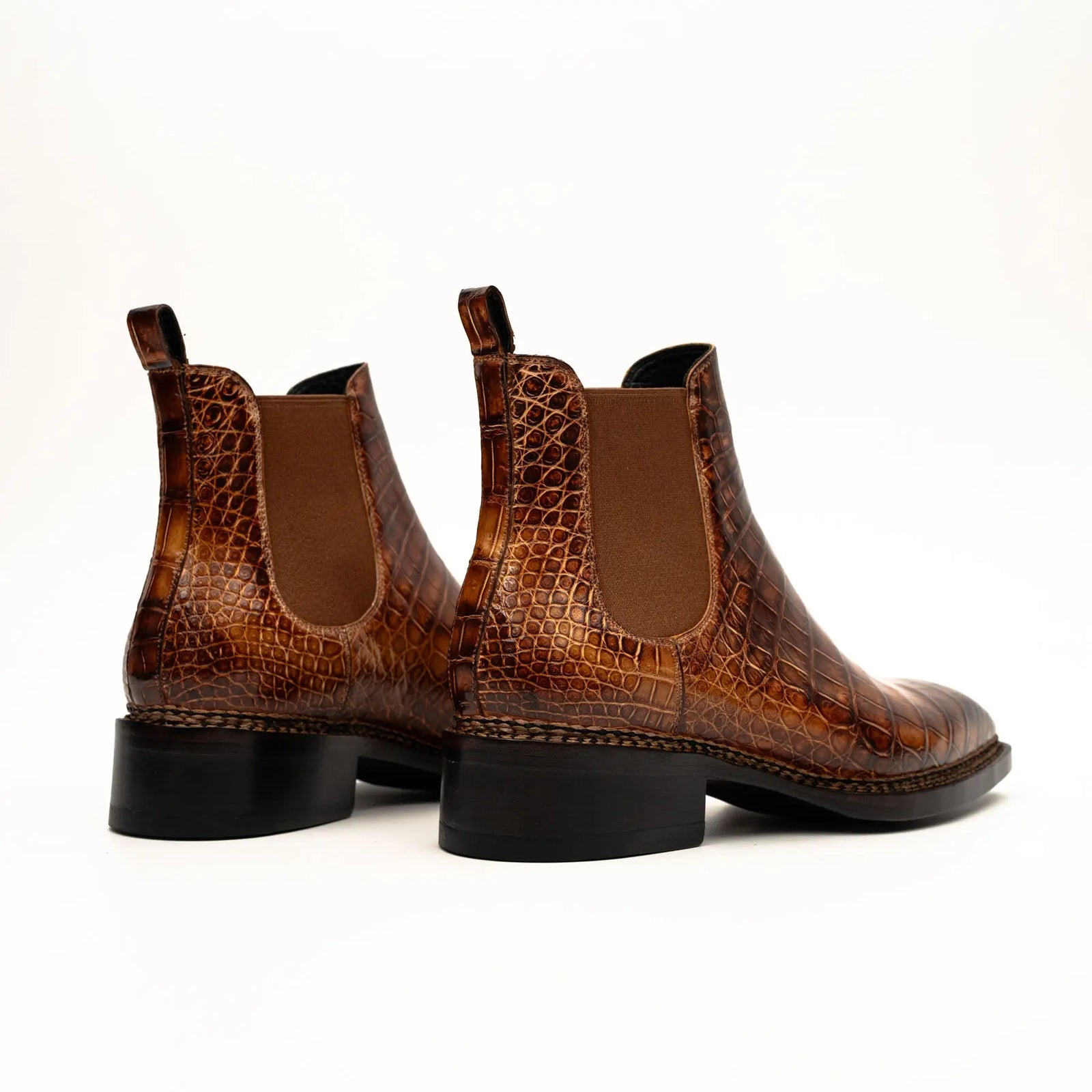 Cognac Crocodile Chelsea Boots DIVINCH