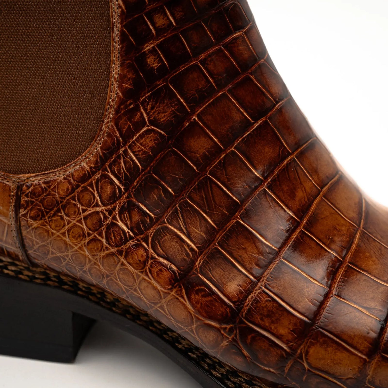 Cognac Crocodile Chelsea Boots DIVINCH