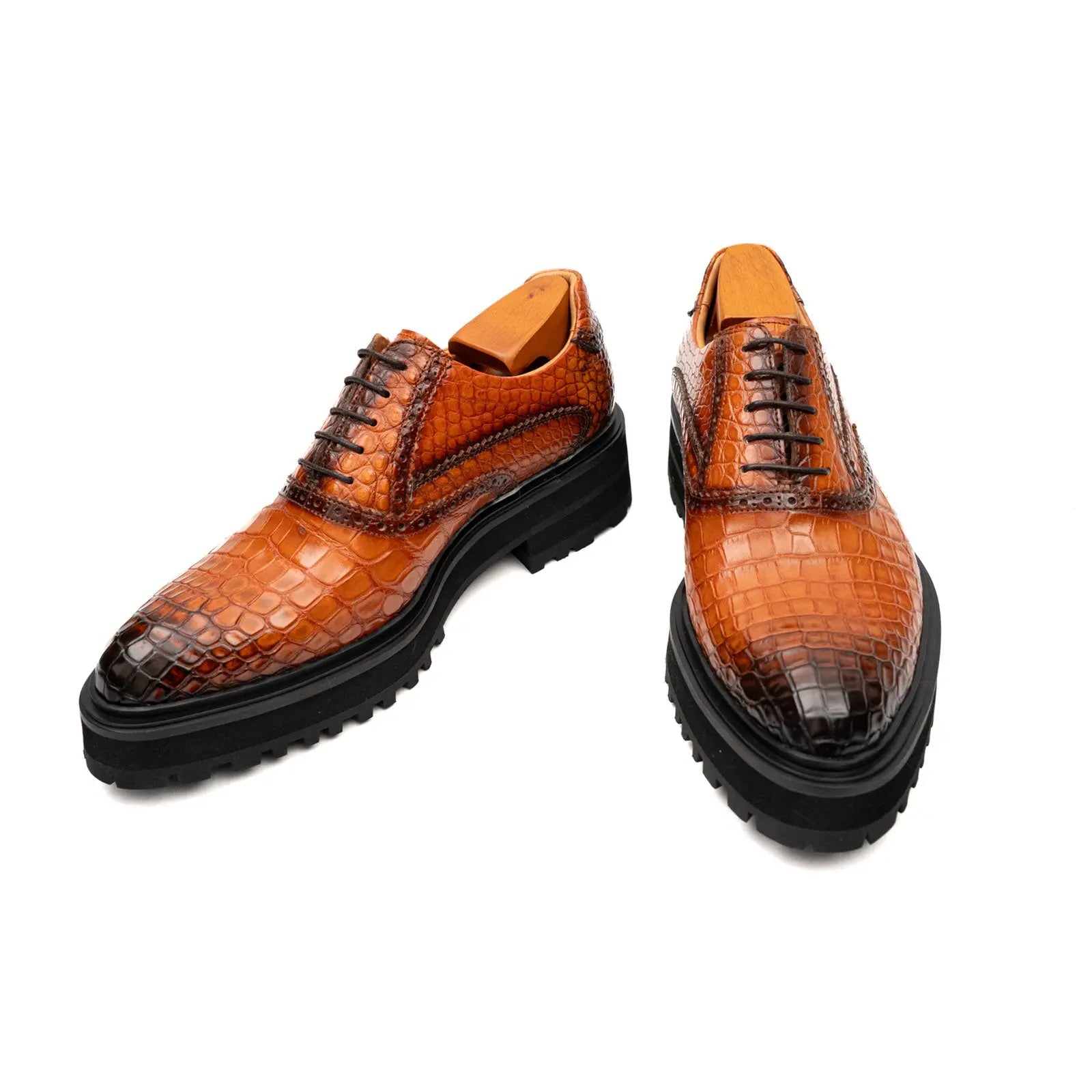 Cognac Nile Crocodile Chunky Wingtip Brogues Divinch
