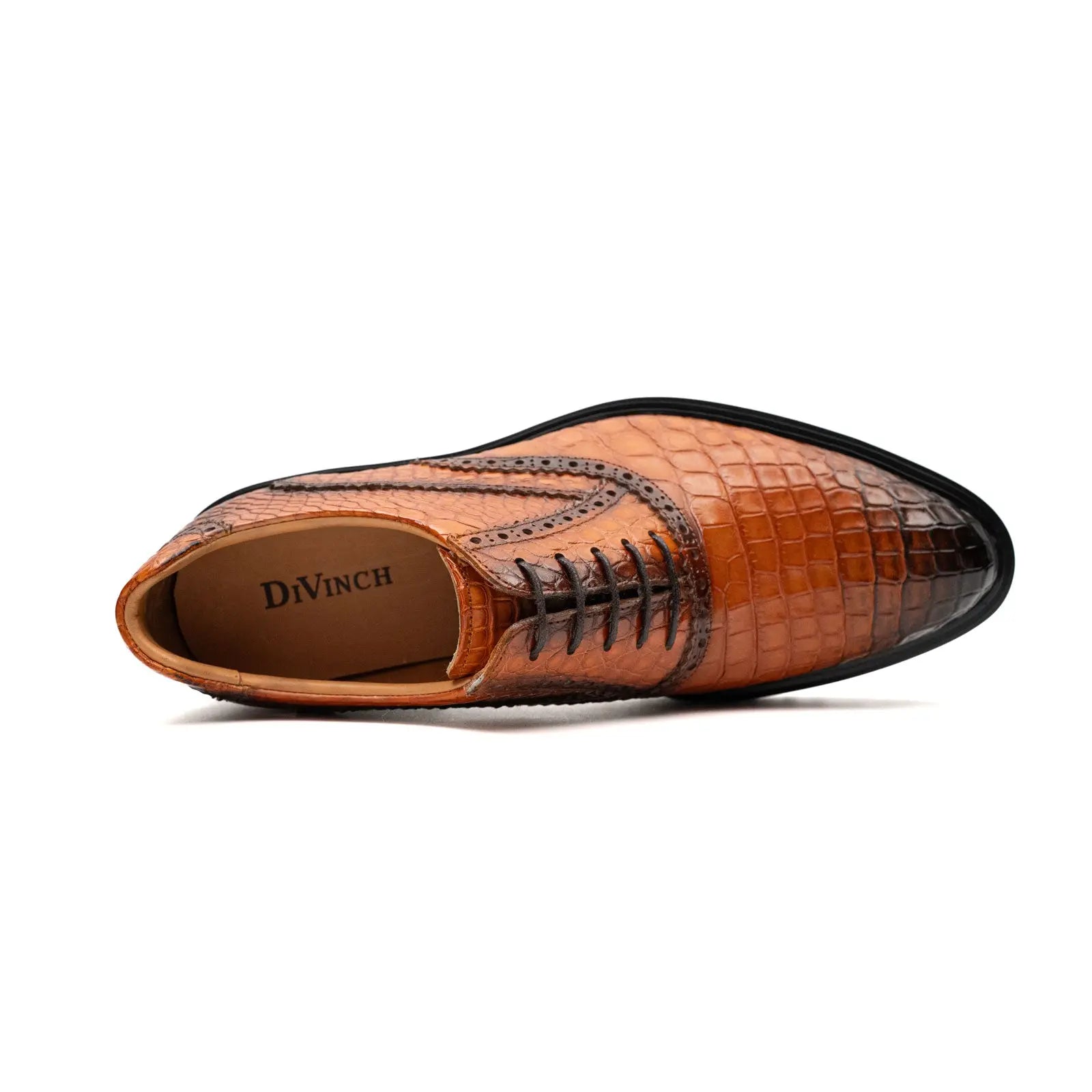Cognac Nile Crocodile Chunky Wingtip Brogues Divinch