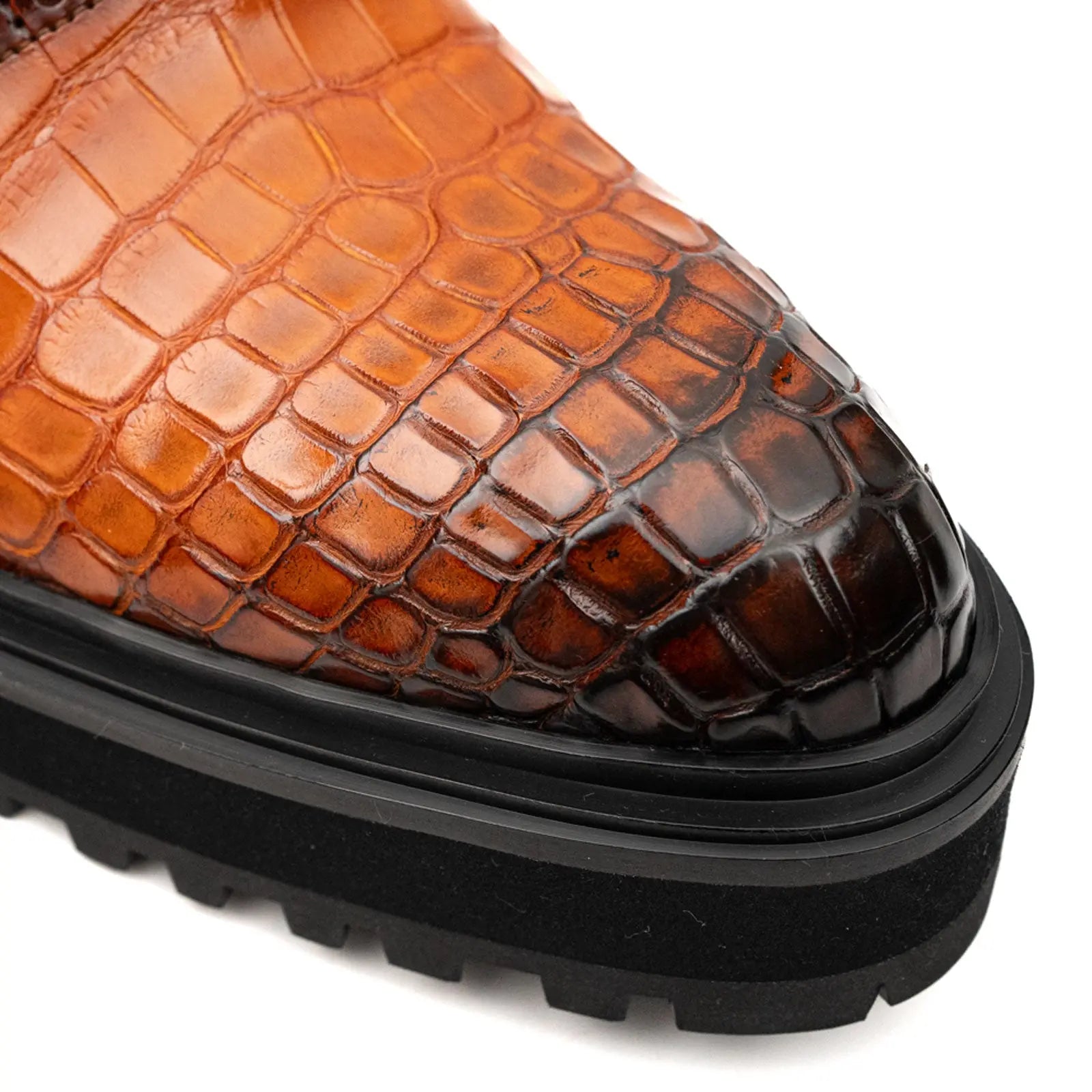 Cognac Nile Crocodile Chunky Wingtip Brogues Divinch