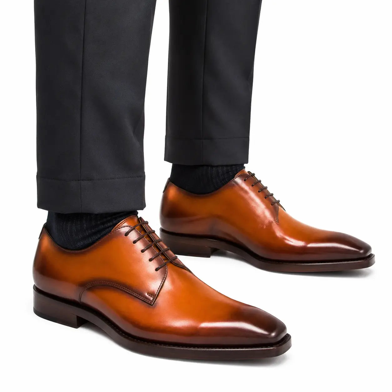Cognac Wholecut Derby Shoe