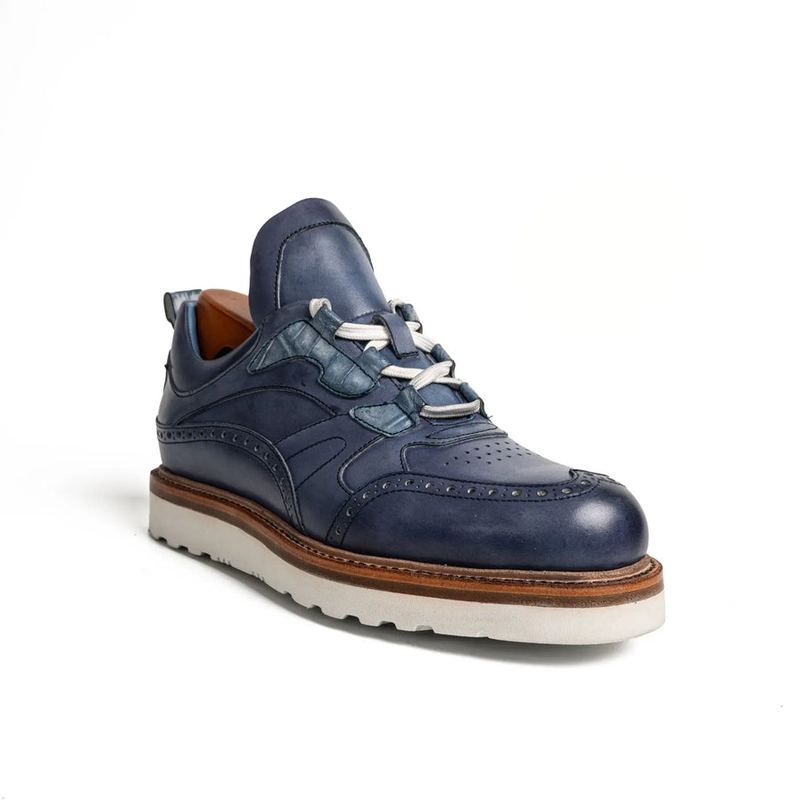 Scarpe Monaca con Suola Spessa e Bordo Rosso Effetto Lizard