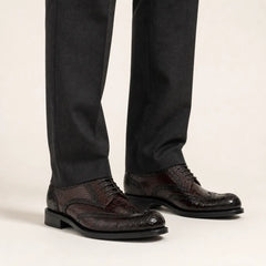 DIVINCH crocodile Goodyear Derby shoes — on-foot studio view