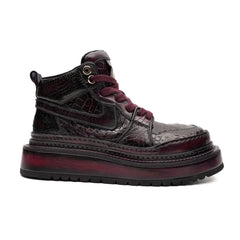 Crocodile Leather High Top Platform Boots Divinch