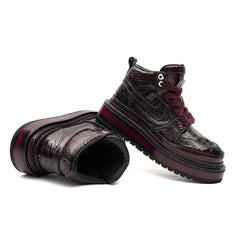 Crocodile Leather High Top Platform Boots Divinch