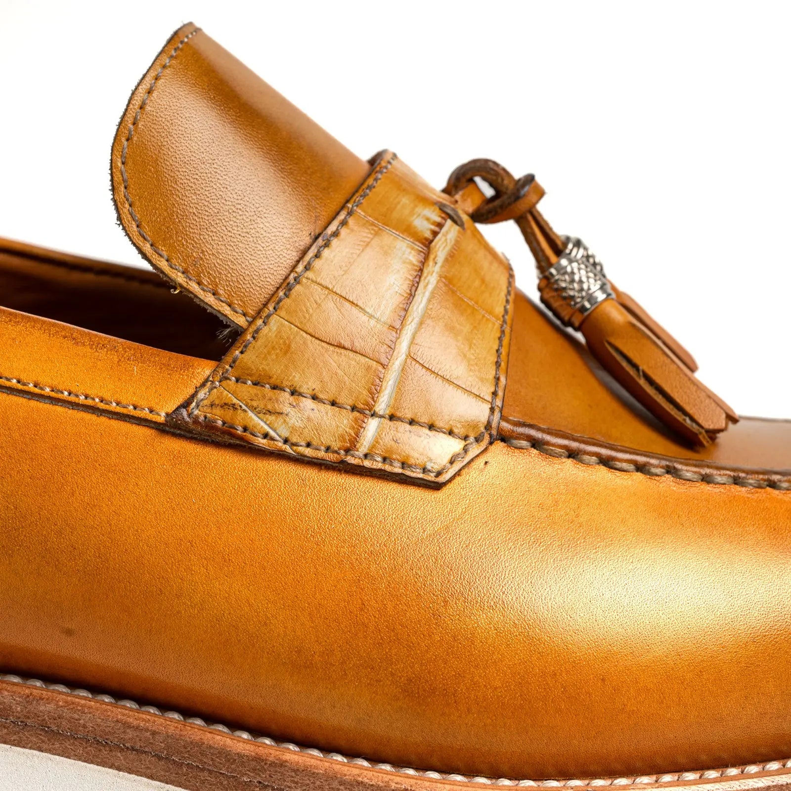 Crocodile Leather Tassel XL Loafers Antique Cognac Divinch