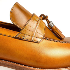 Crocodile Leather Tassel XL Loafers Antique Cognac Divinch