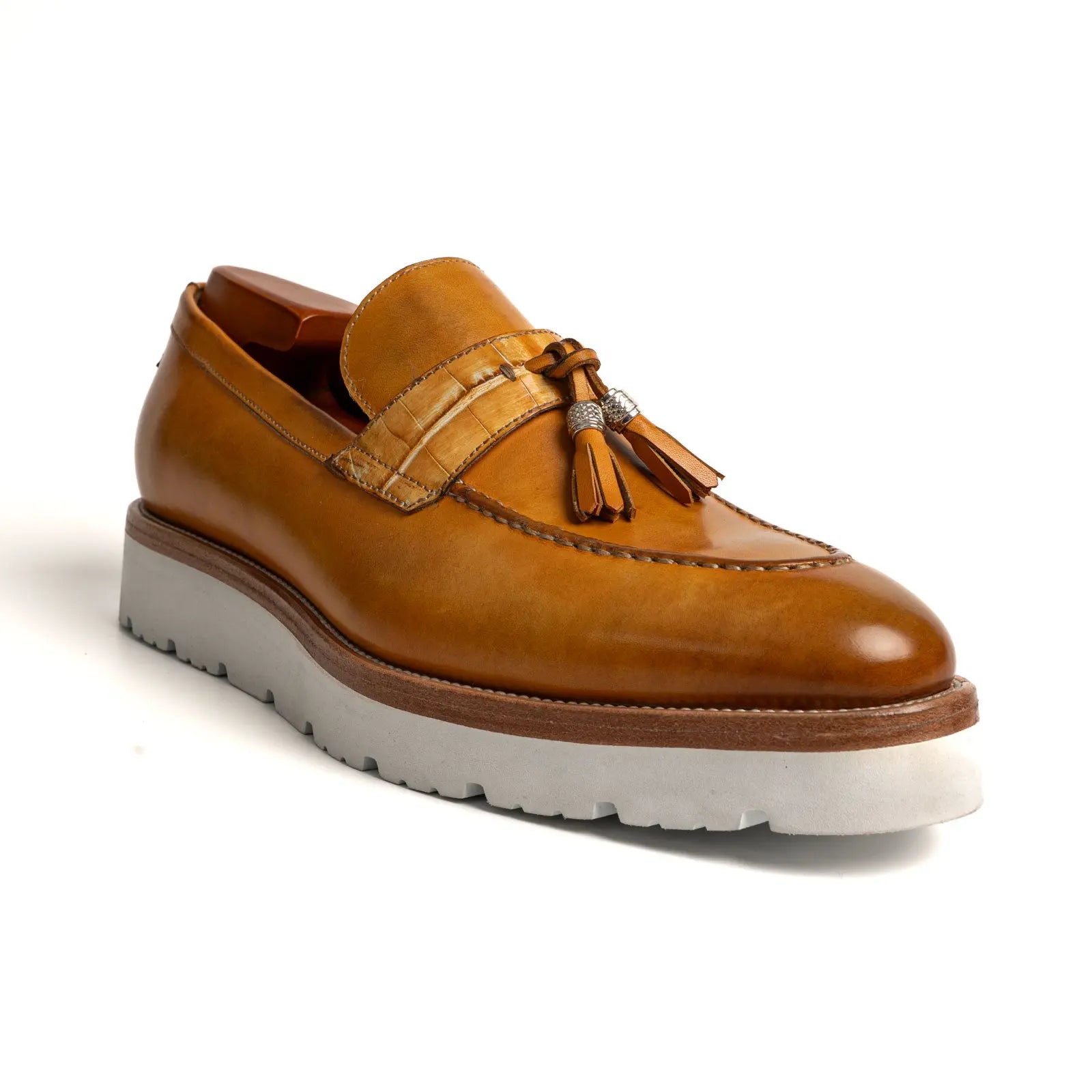 Crocodile Leather Tassel XL Loafers Antique Cognac Divinch