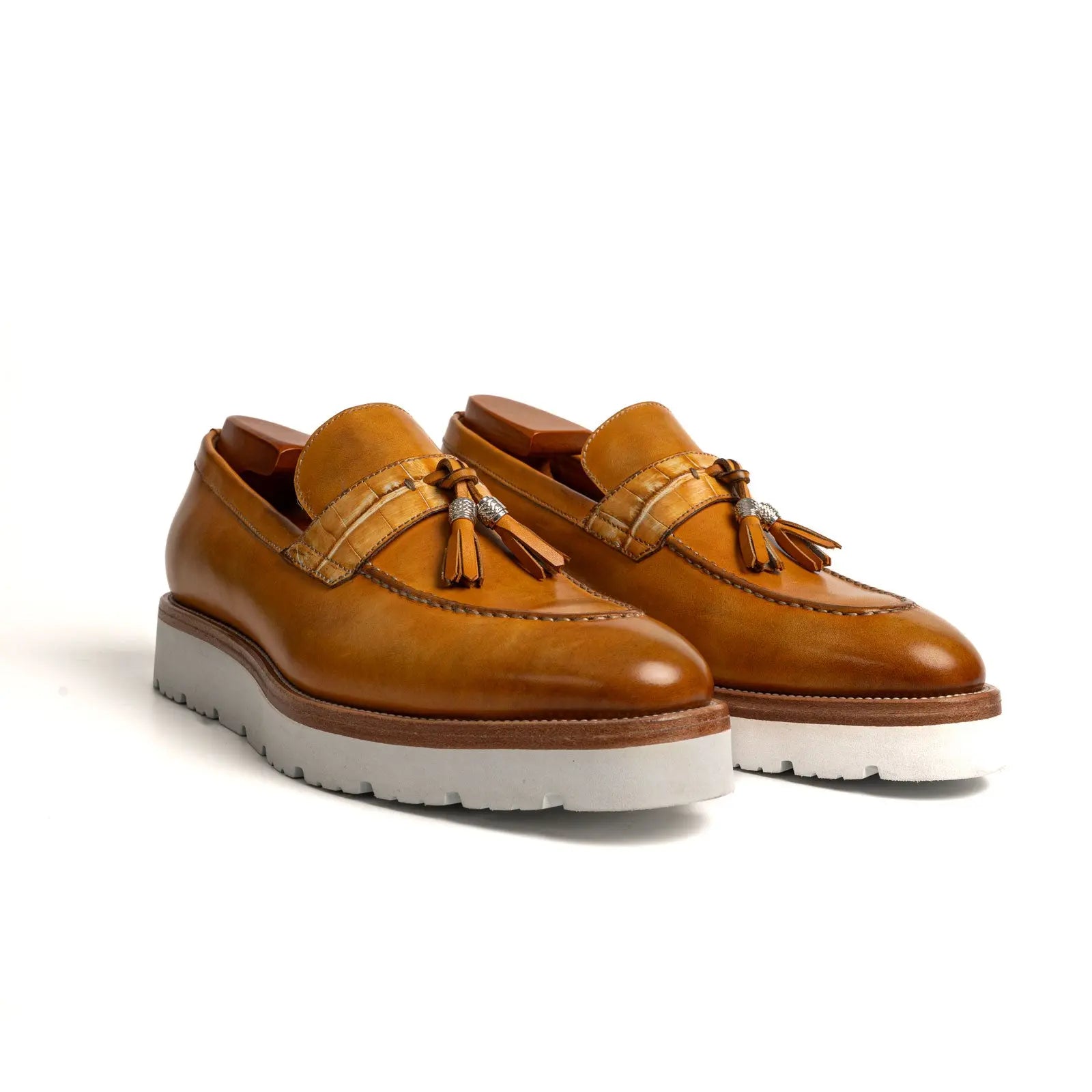 Crocodile Leather Tassel XL Loafers Antique Cognac Divinch