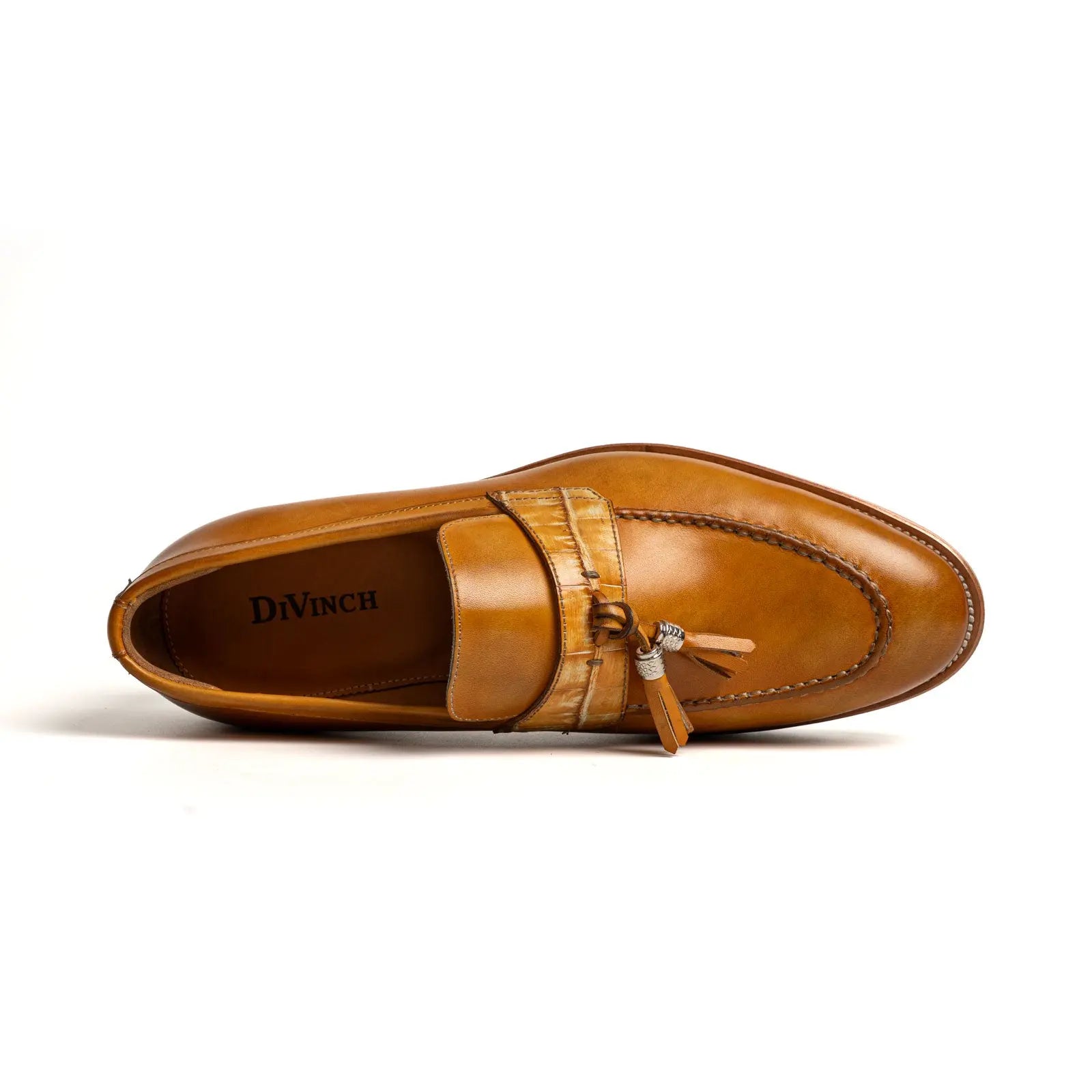 Crocodile Leather Tassel XL Loafers Antique Cognac Divinch