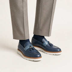 DIVINCH Navy Tassel XL Loafer — on-foot studio view