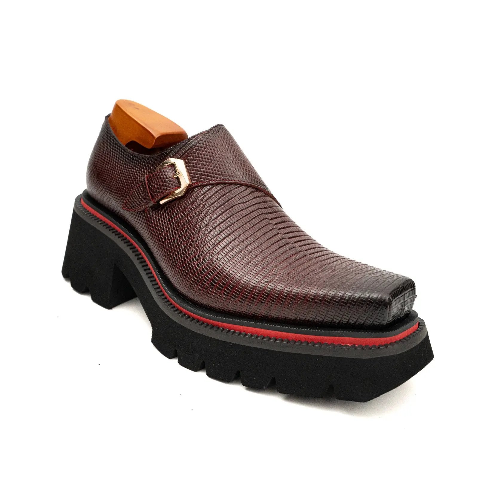 DIVINCH Lizard-Effect Platform Monk Shoe Divinch