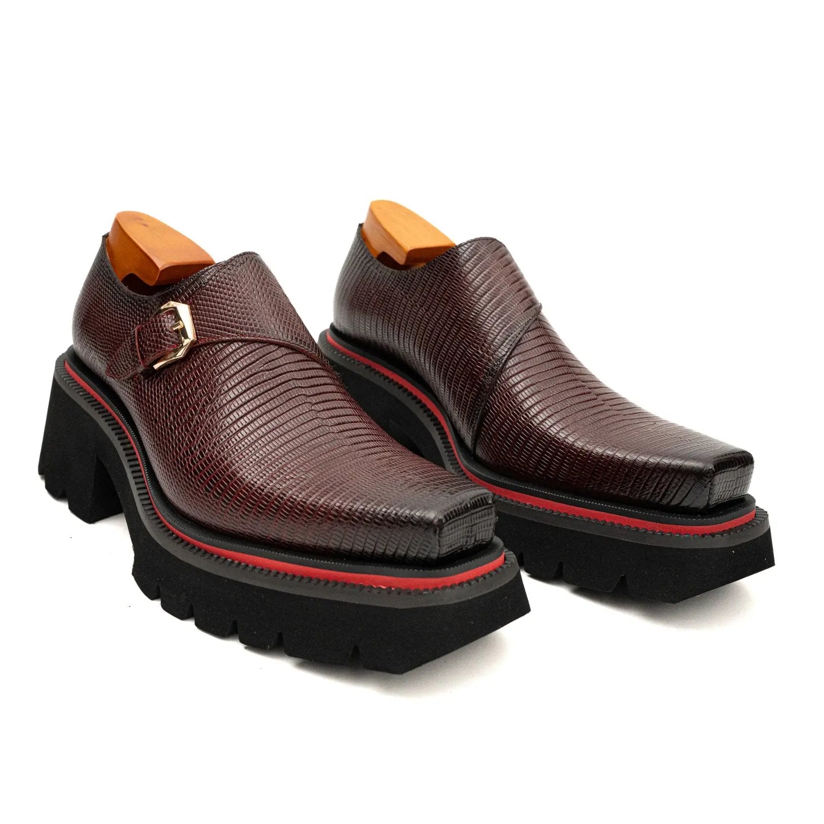 DIVINCH Lizard-Effect Platform Monk Shoe Divinch