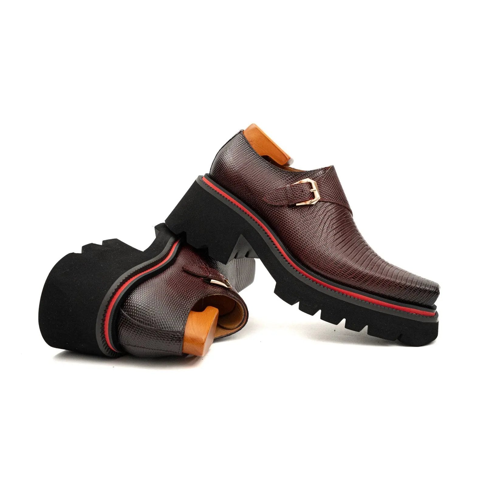 DIVINCH Lizard-Effect Platform Monk Shoe Divinch