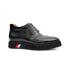 DIVINCH Navy Patent Brogue Bootie DIVINCH