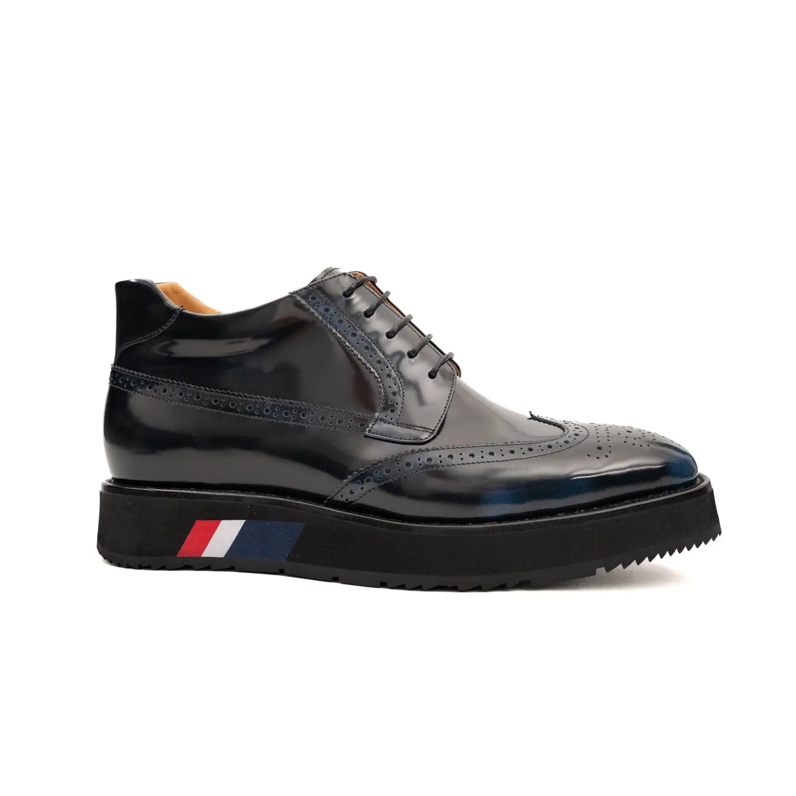 DIVINCH Navy Patent Brogue Bootie DIVINCH