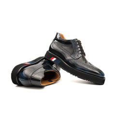 DIVINCH Navy Patent Brogue Bootie DIVINCH