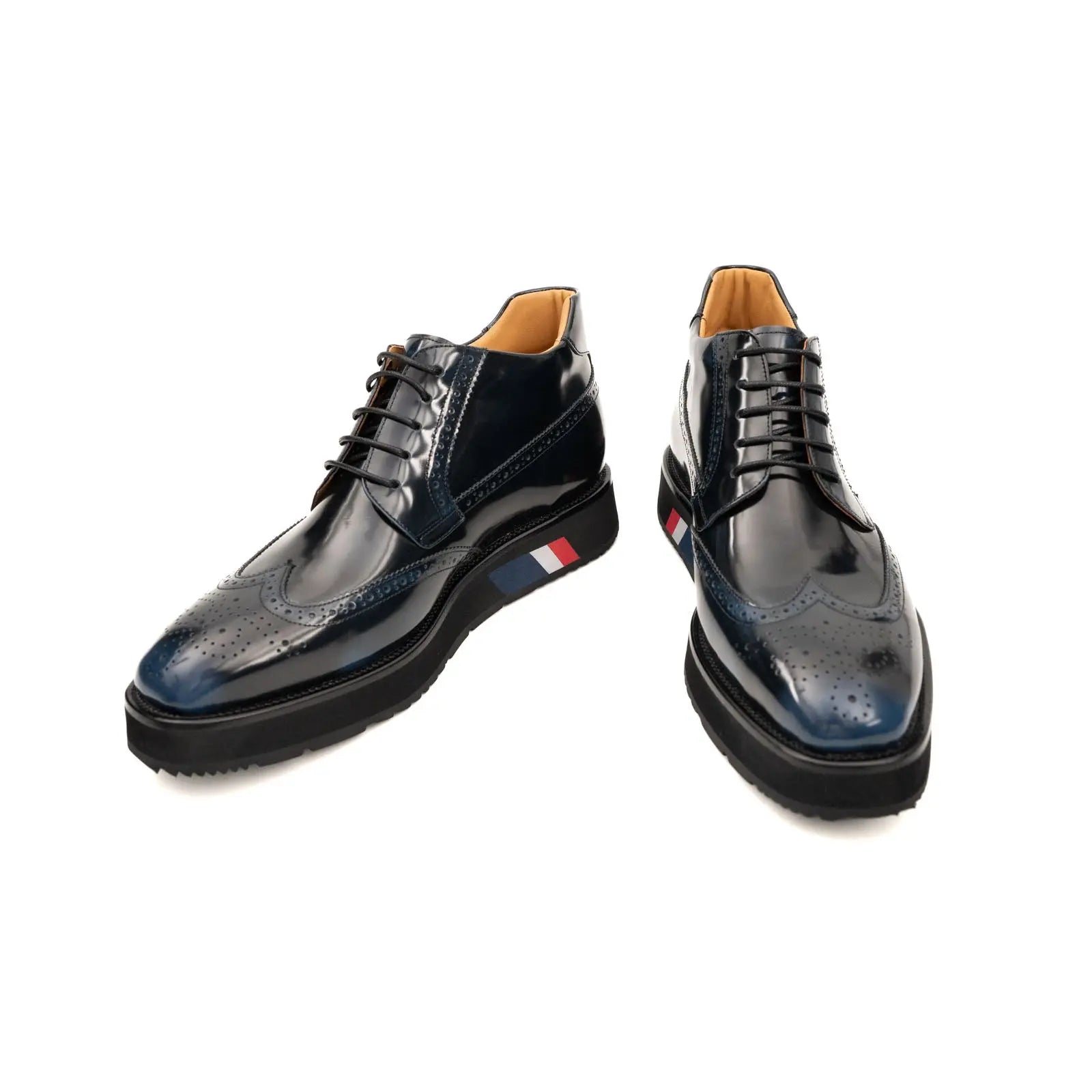 DIVINCH Navy Patent Brogue Bootie DIVINCH