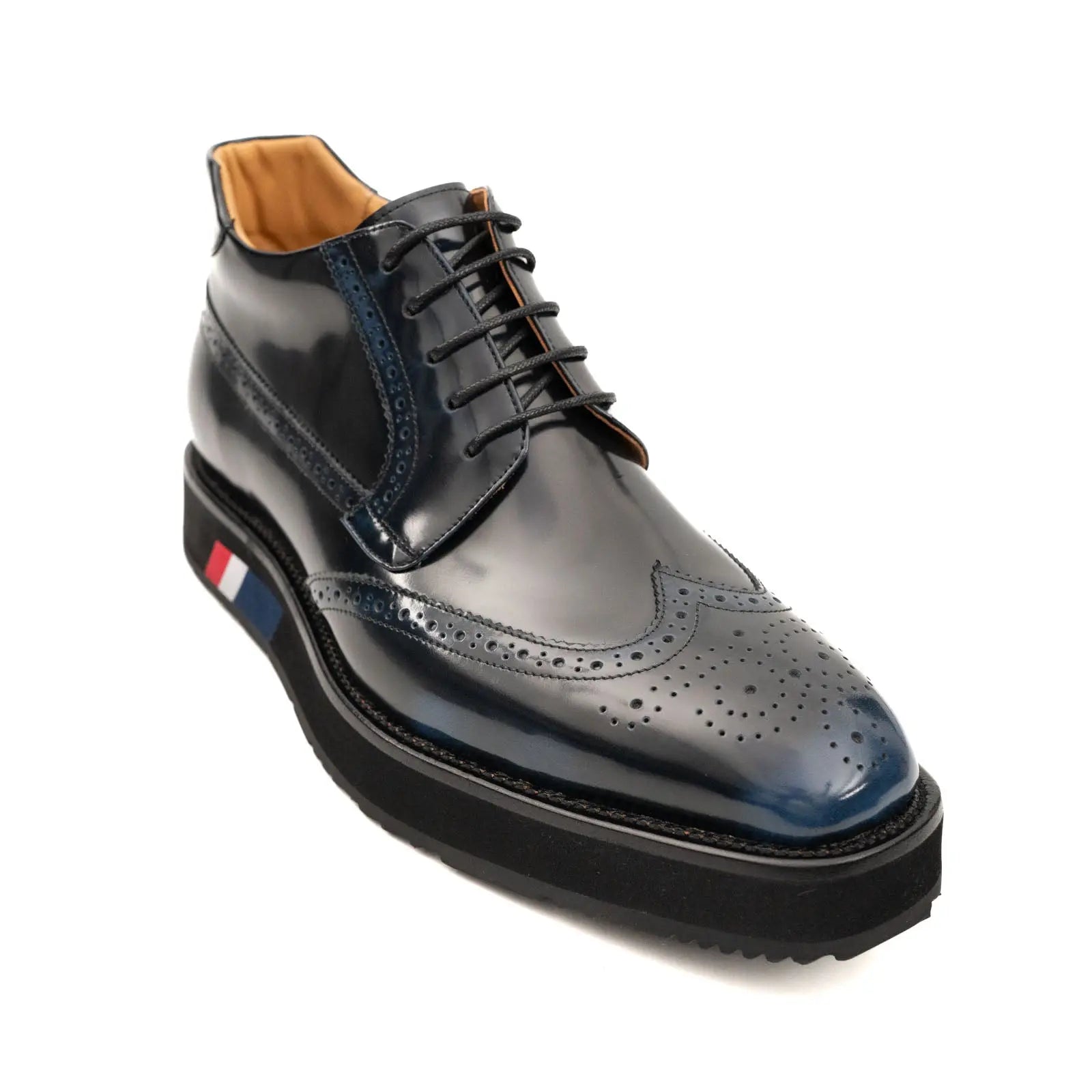 DIVINCH Navy Patent Brogue Bootie DIVINCH