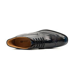 DIVINCH Navy Patent Brogue Bootie DIVINCH