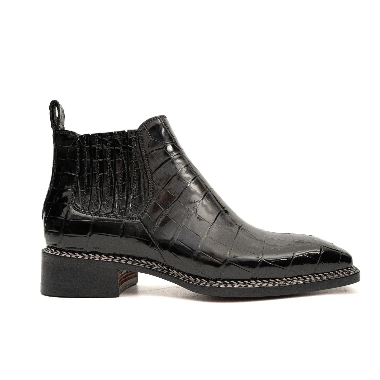 Bottines Chelsea en crocodile noir