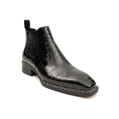 Bottines Chelsea en crocodile noir