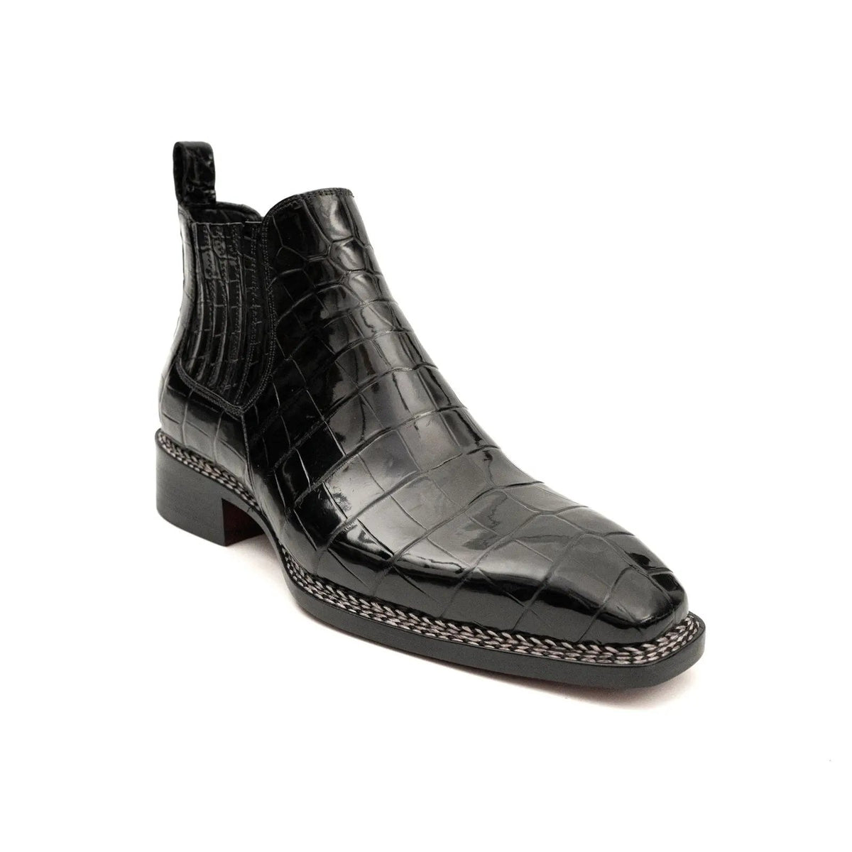 Bottines Chelsea en crocodile noir