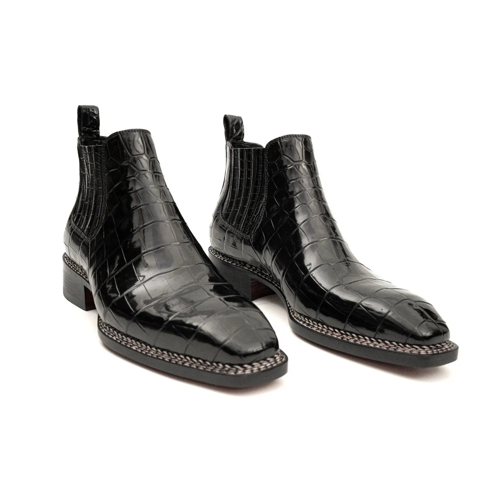 Bottines Chelsea en crocodile noir