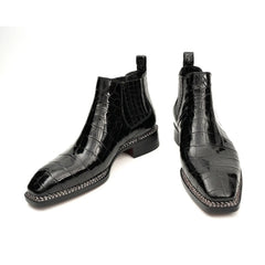 Bottines Chelsea en crocodile noir