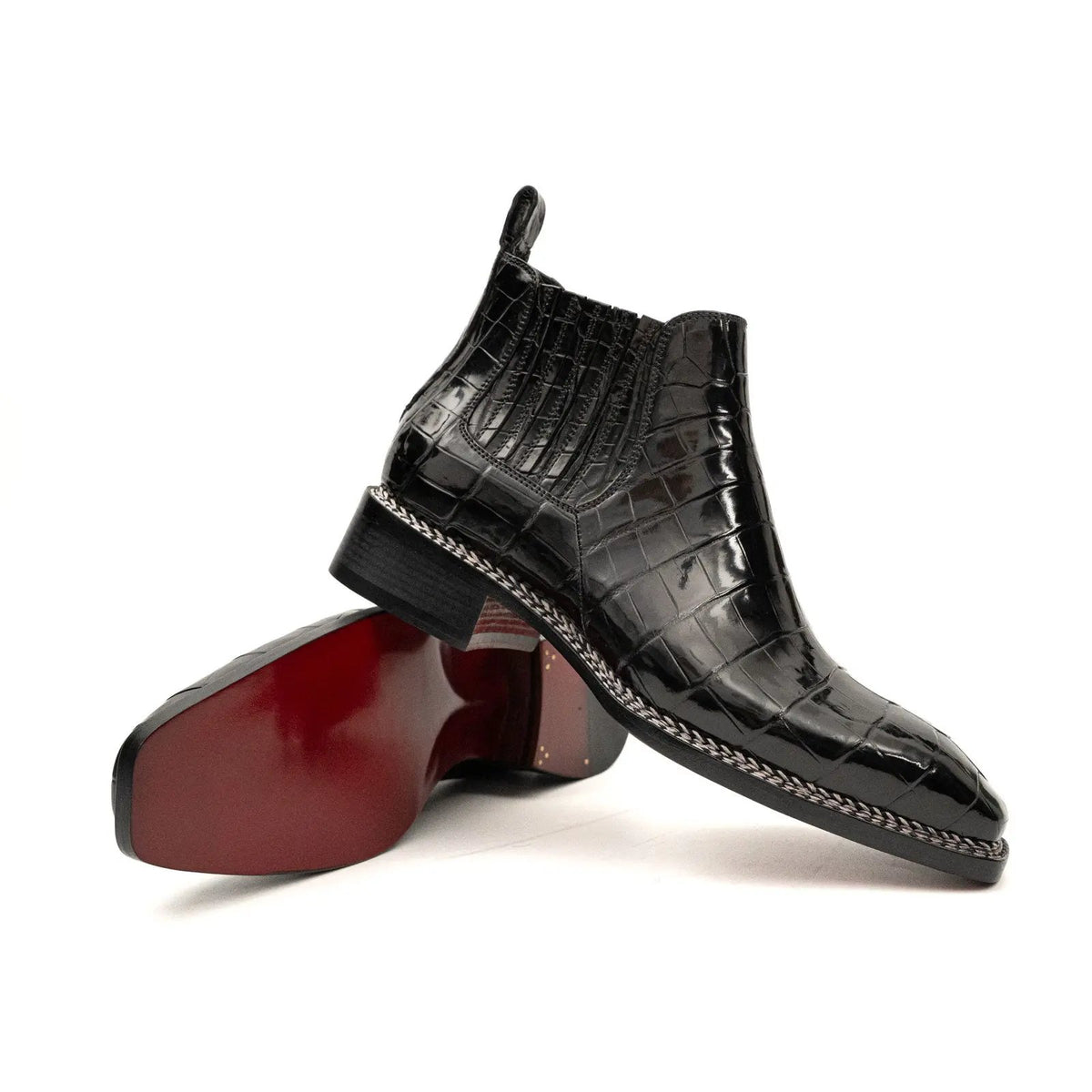 Bottines Chelsea en crocodile noir