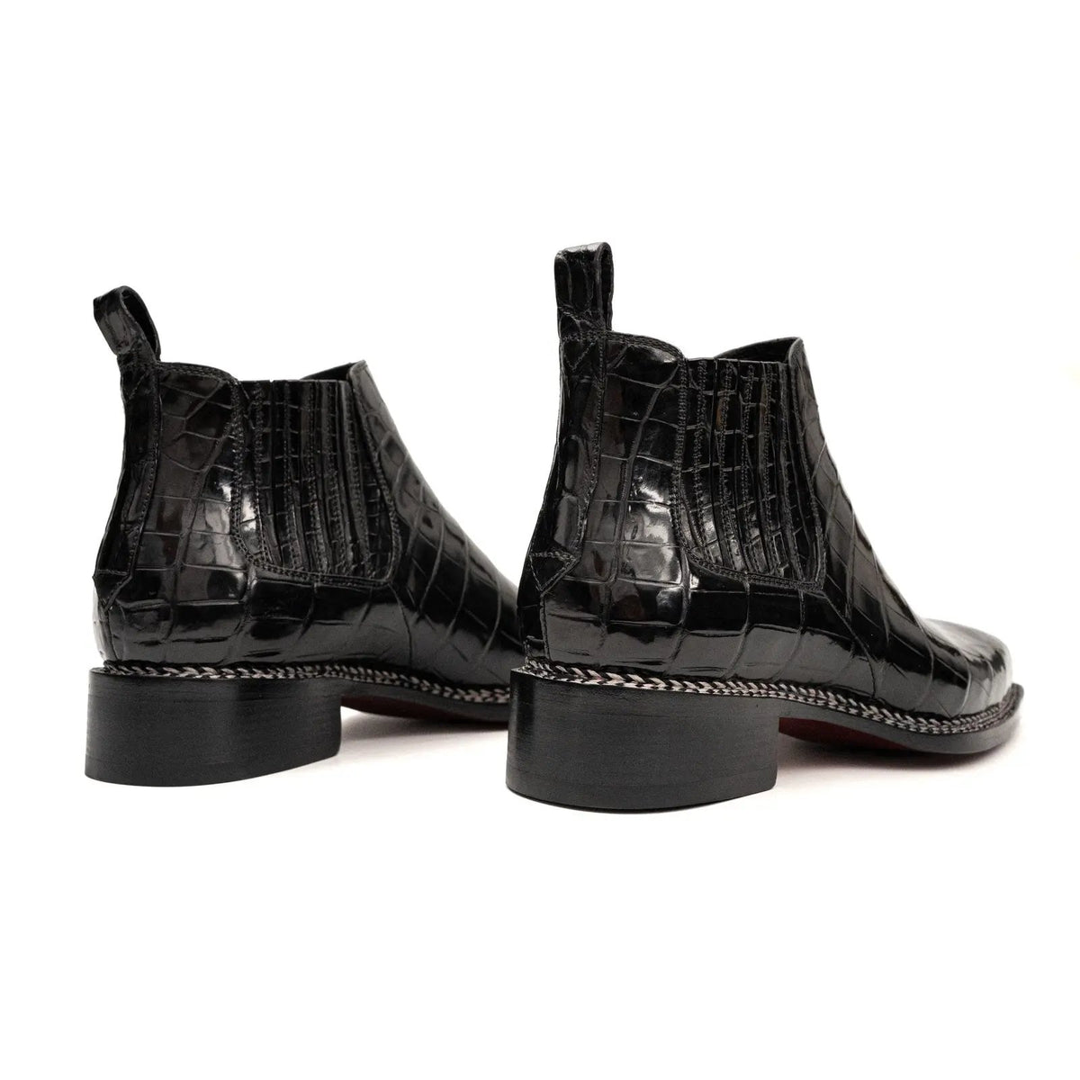 Bottines Chelsea en crocodile noir
