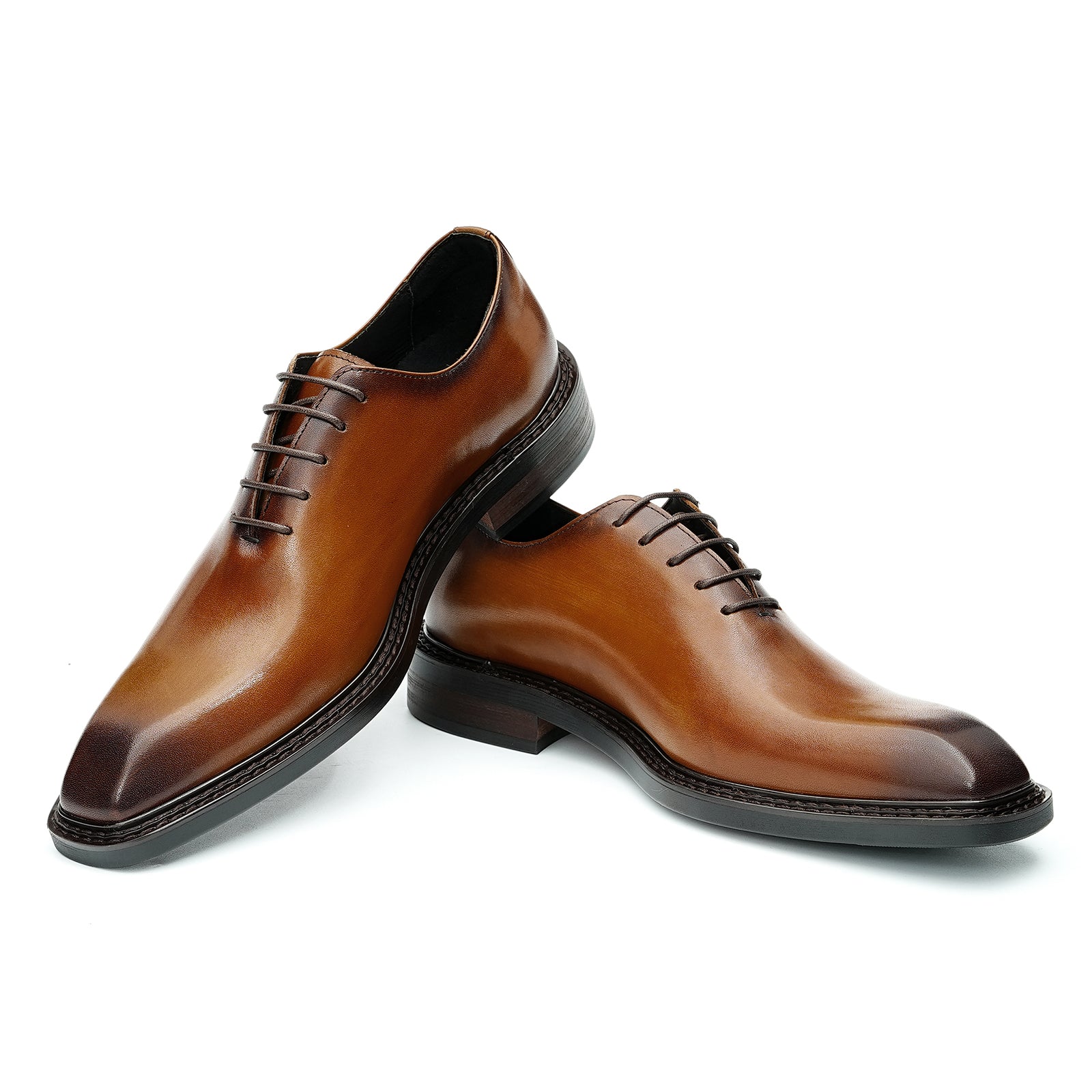 High-end color polished business formal Oxford shoes D96136 Brown - Divinch