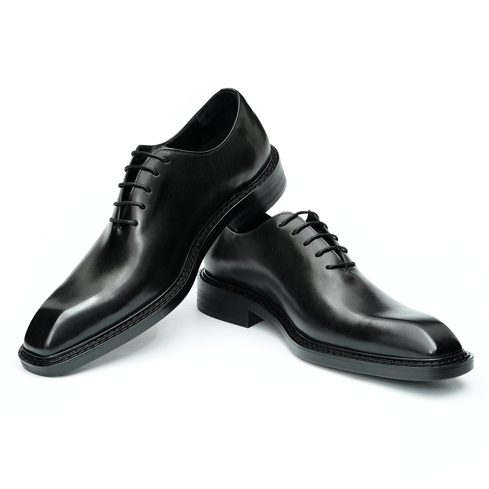 High-end color polished business formal Oxford shoes D96136 Black - Divinch