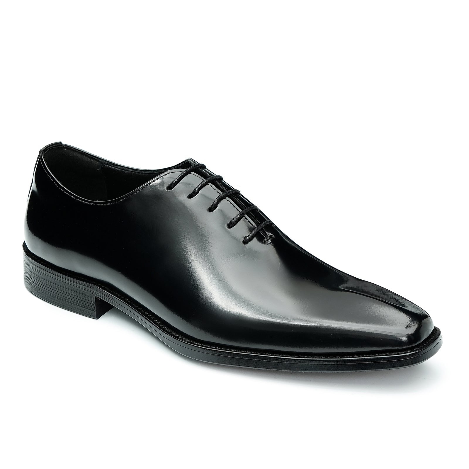 Men's genuine leather one-piece lace-up oxford shoes D96130 Black - Divinch