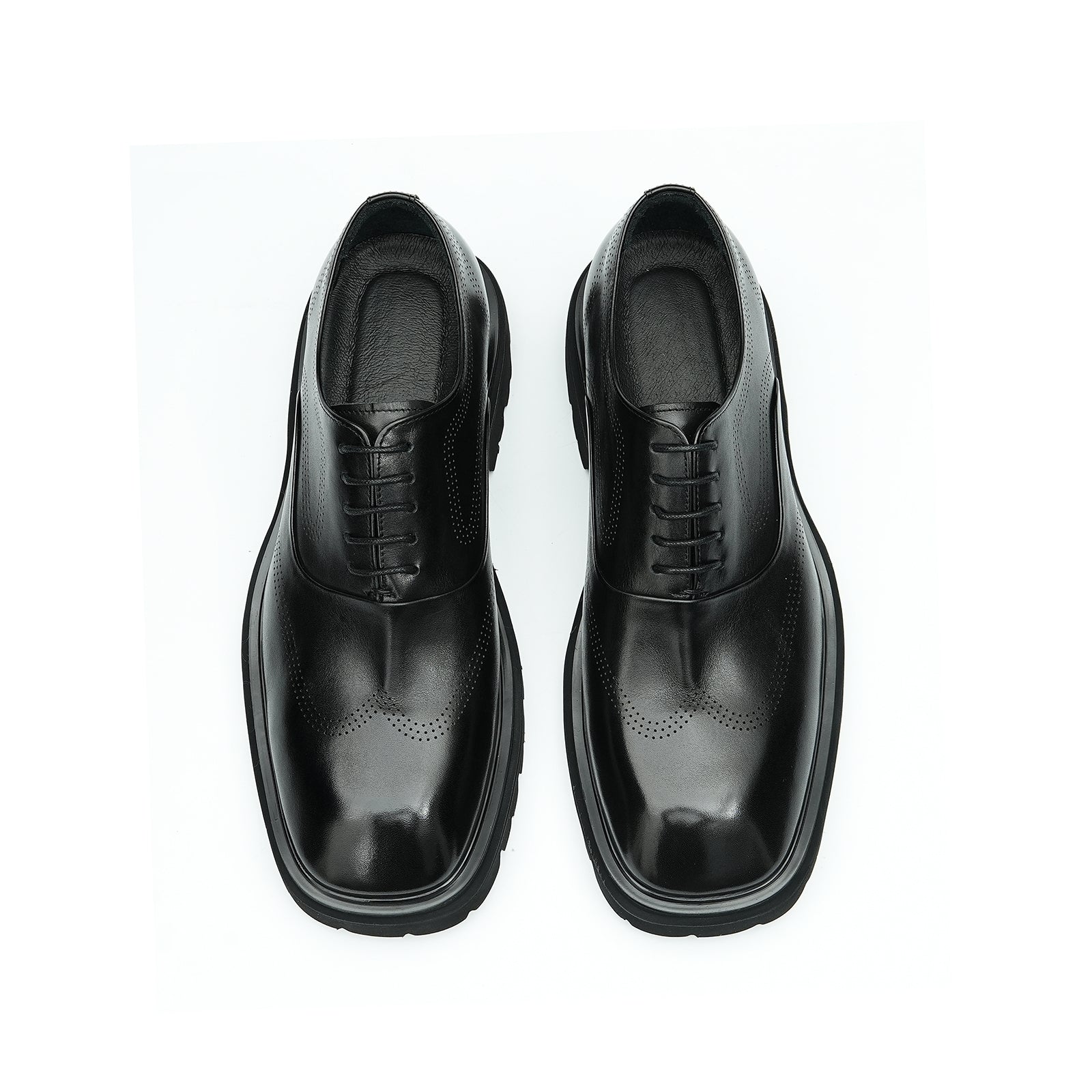 High-end color polished business formal Oxford shoes D96132 Black - Divinch