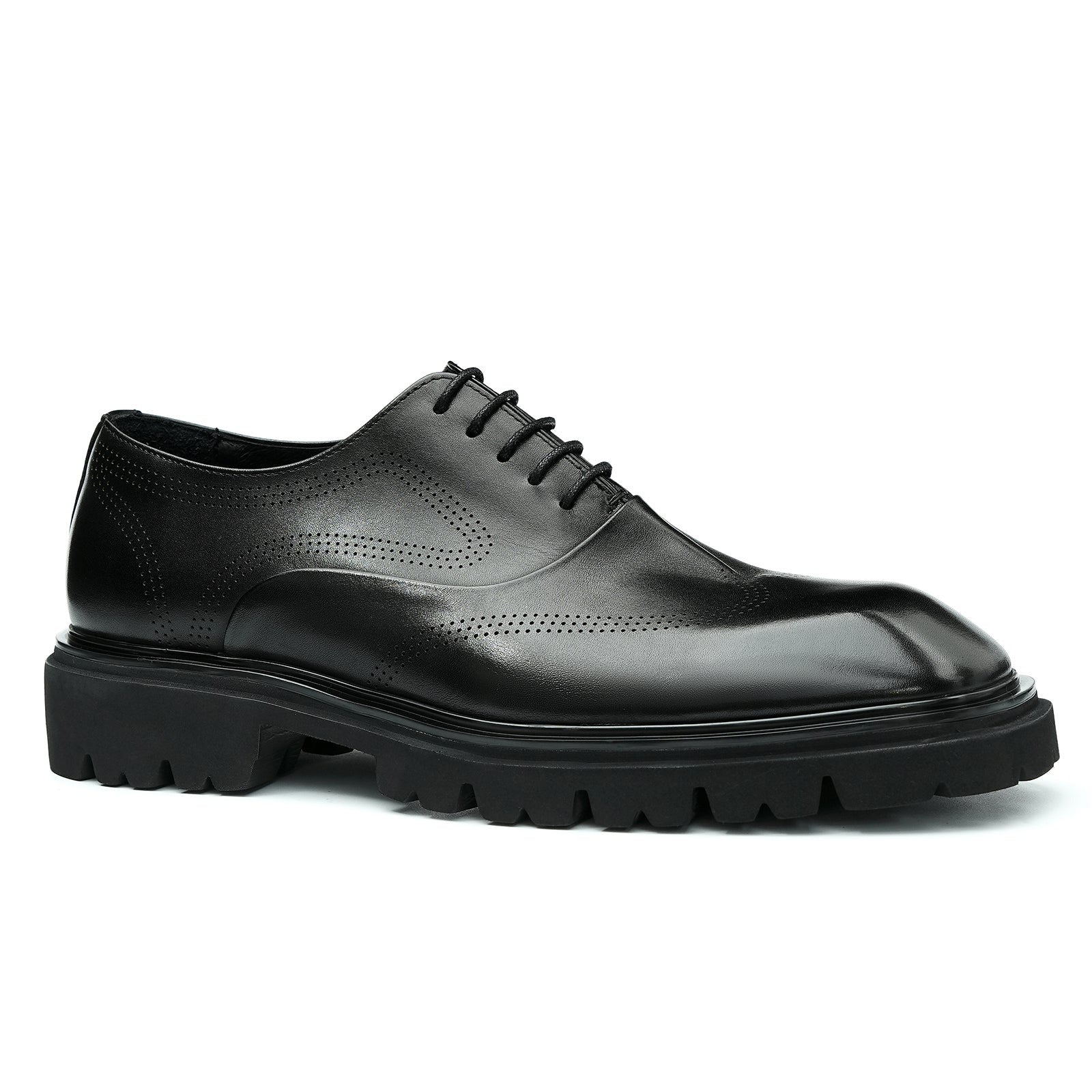 High-end color polished business formal Oxford shoes D96132 Black - Divinch