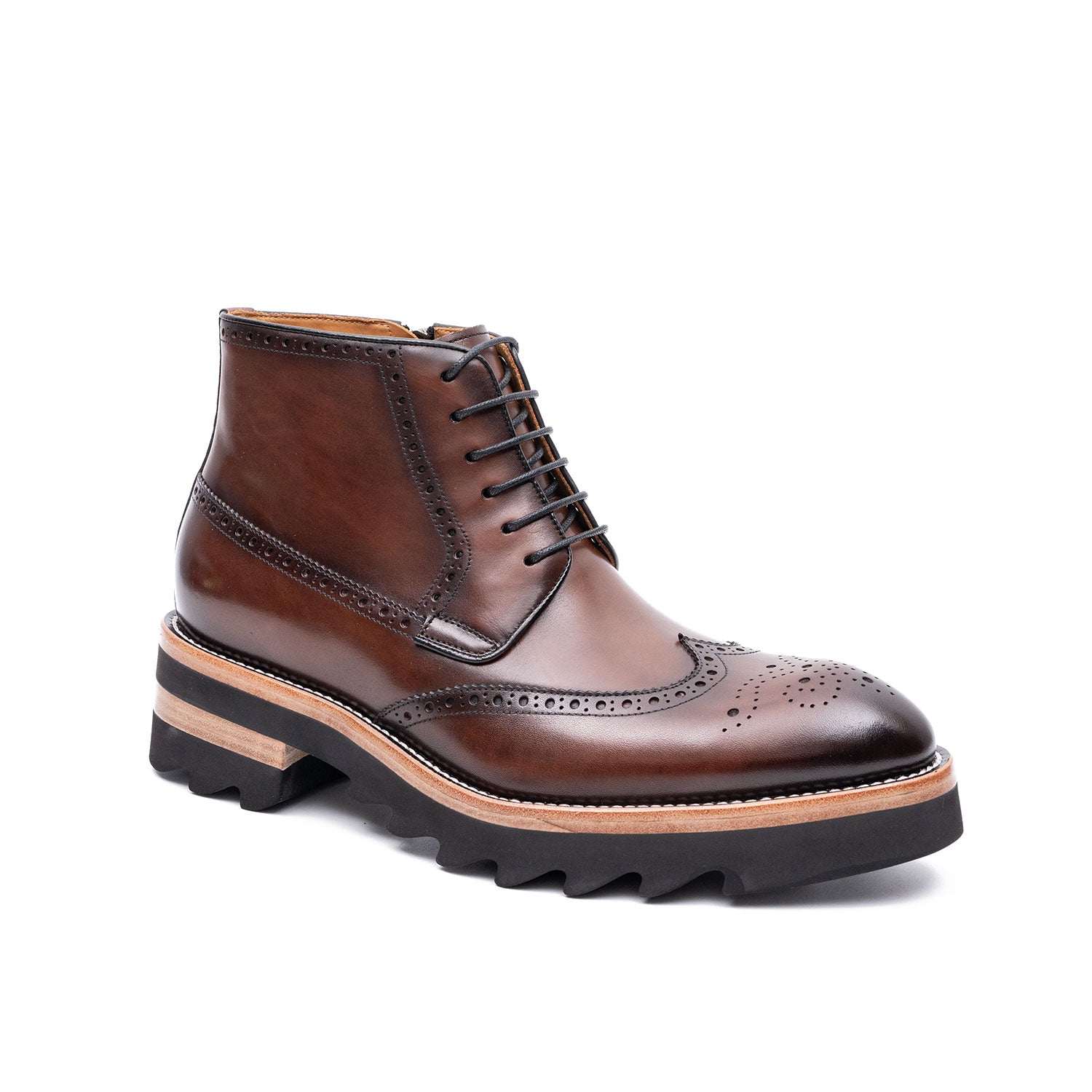 Chaussures Derby Brogue en Cuir Lavé à la Main 668-23