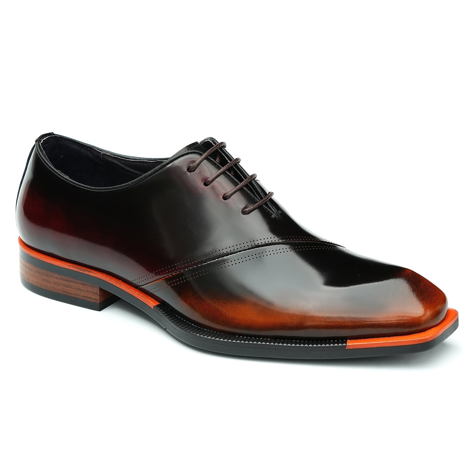 Patent leather leather shoes men's business formal oxford shoes D23690 Coffee - Divinch