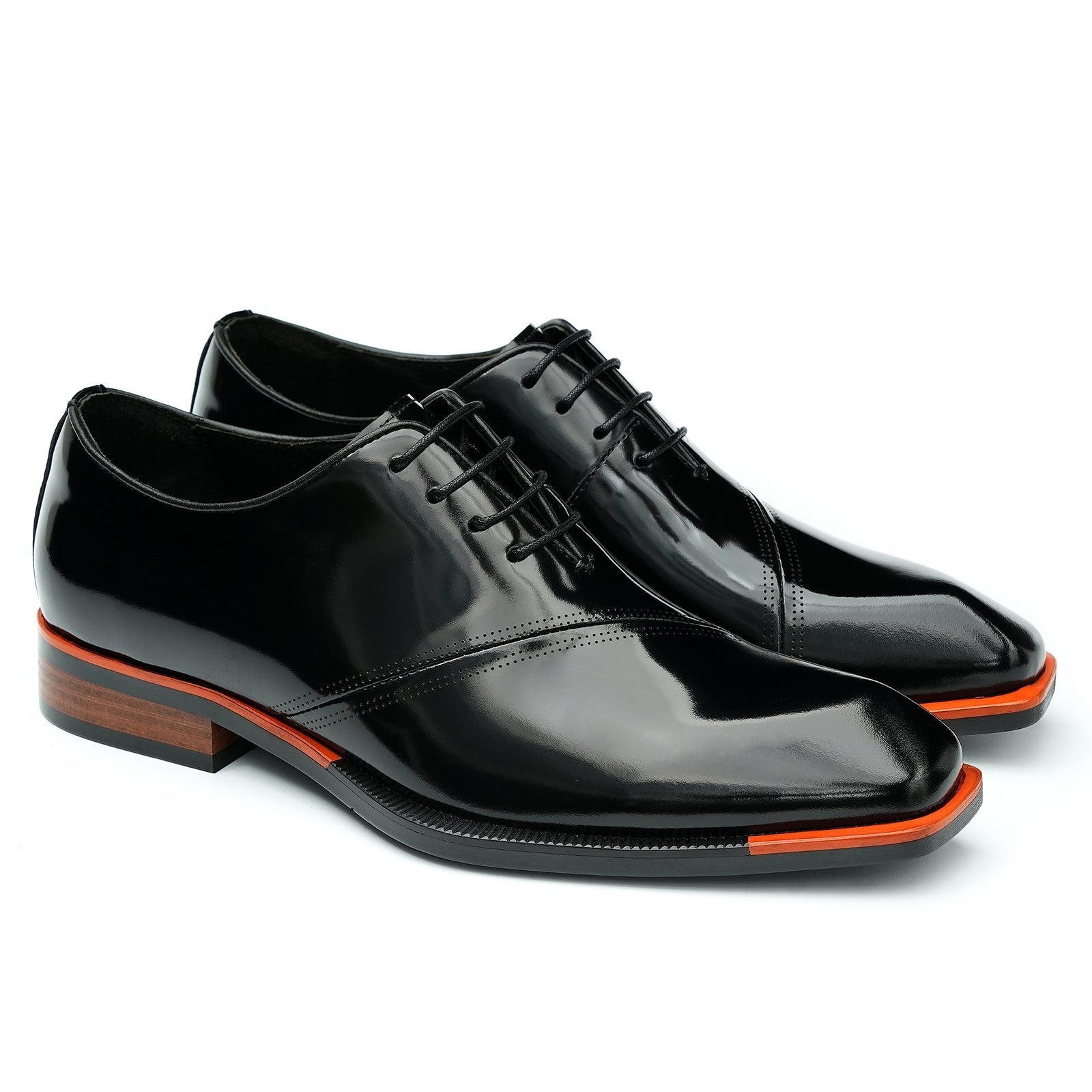 Patent leather leather shoes men's business formal oxford shoes D23690 Black - Divinch