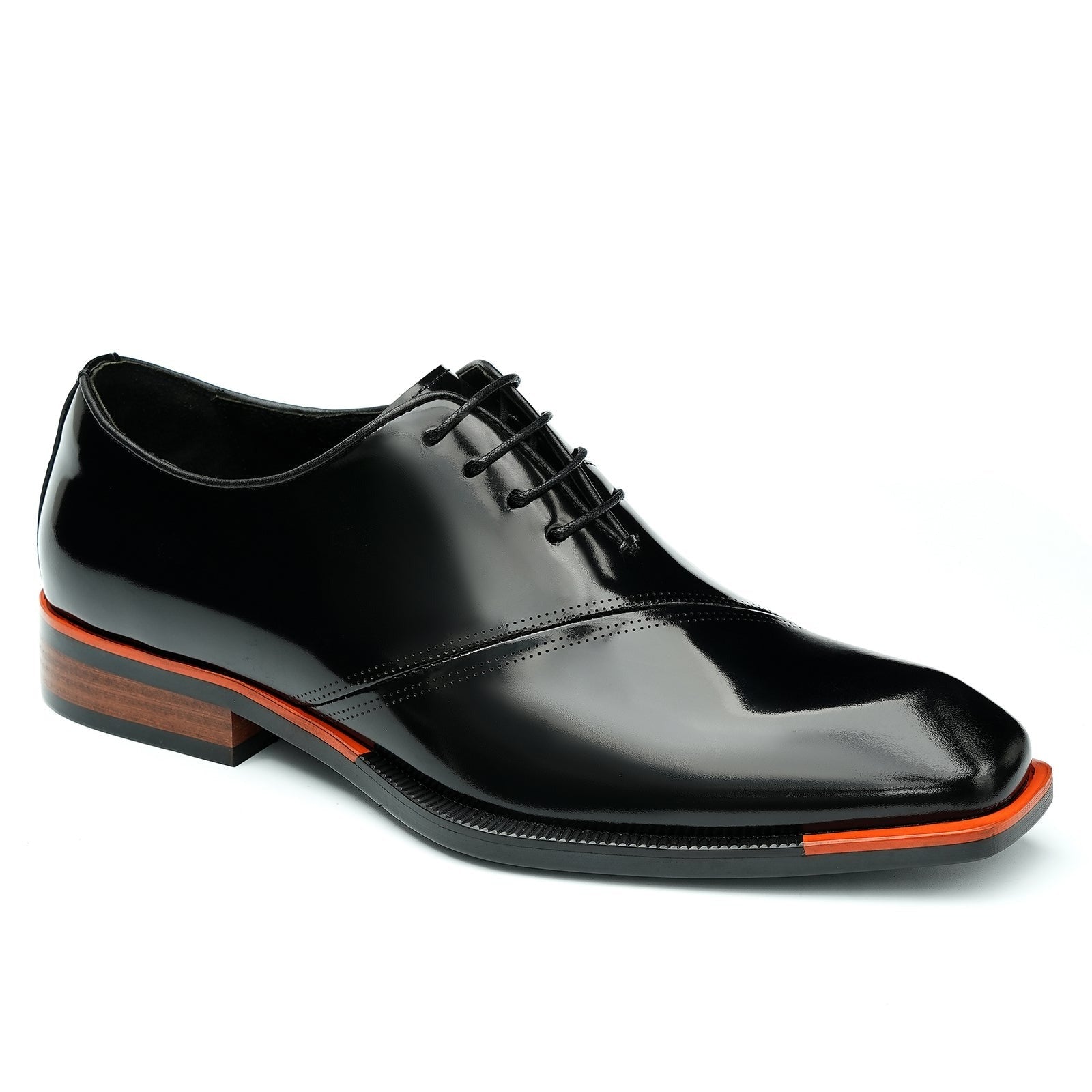 Patent leather leather shoes men's business formal oxford shoes D23690 Black - Divinch