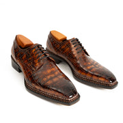 Scarpe norvegesi Derby classiche marroni con coccodrillo 