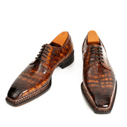 Scarpe norvegesi Derby classiche marroni con coccodrillo 